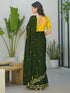 Vasthrlay Chinnon Embroidery Lime Saree