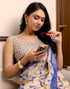 Vasthrlay Womens Printed Unstitched Cream Saree