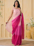 Vasthrlay Womens Printed Pink Saree With Unstitched Blouse Piece