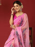 Vasthrlay Georgette Printed Pink Saree With Unstitched Blouse Piece