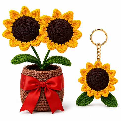 Handmade Crochet Sunflower Pot (350 g)