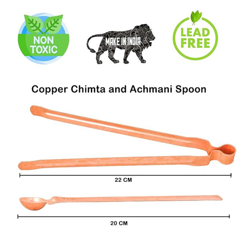 Shiv Shakti Arts Copper Chimtha Tong with Hawan Spoon