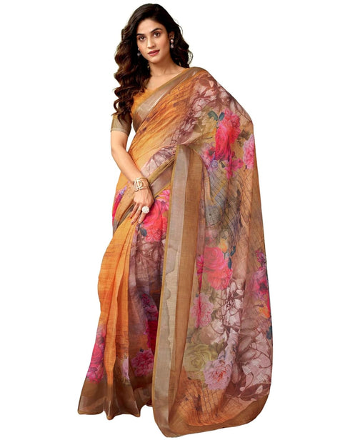 Vasthrlay Chanderi Printed Unstitched Blue Saree