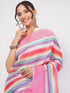 Vasthrlay Womens Multicolour1 Kathakali Print Linen Saree With Gold Zari Border And Unstitched Blouse Piece