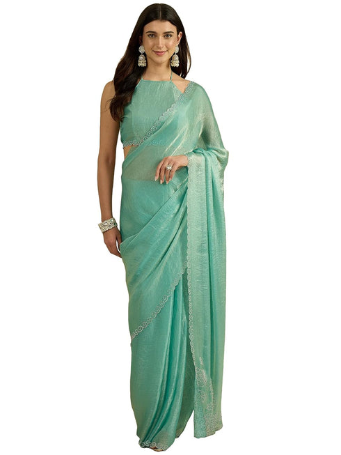 Vasthrlay Shimmer Chiffon Unstitched Designer Ethnic Wear