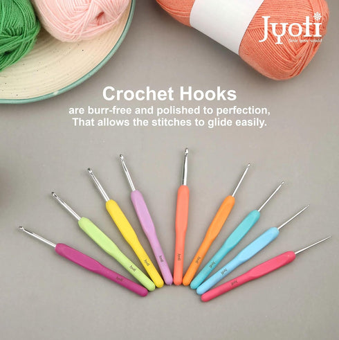 Crochet Hook Aluminium with Plastic Handle for Wool Work, Hand Knitted Sewing DIY Craft