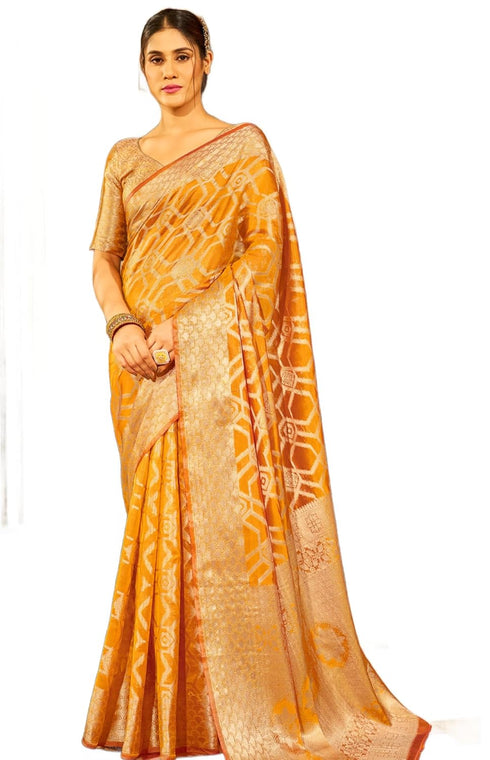 Vasthrlay Women's Organza Designer Unstitched Saree
