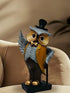Cap Owl Gentleman Look Polyresin Owl Showpiece Statue for Tabletop Decor