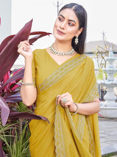 Vasthrlay Georgette Scalloped Purple Saree