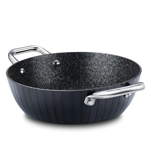 Prestige Durastone Hard Anodised 6 Layer Non-Stick Kadai with Glass Lid