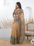 Vasthrlay Bandhani Embroidery Unstitched White Saree