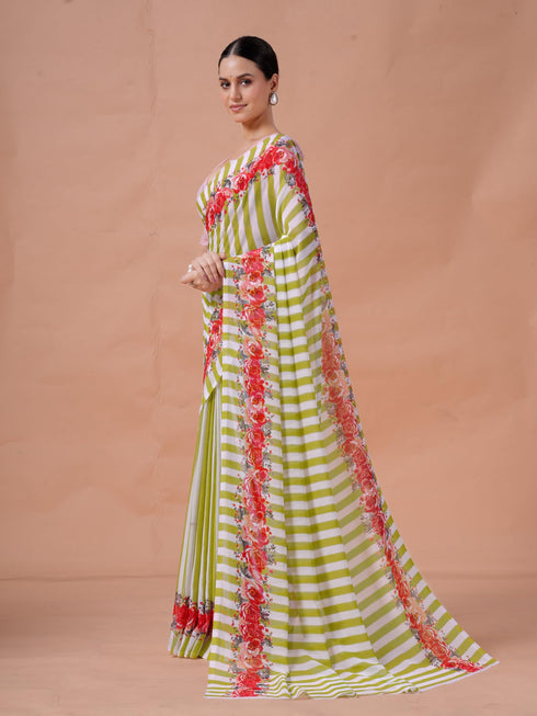 Vasthrlay Pink Unstitched Saree