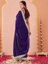 Vasthrlay Sequins Embroidery Unstitched Purple Saree