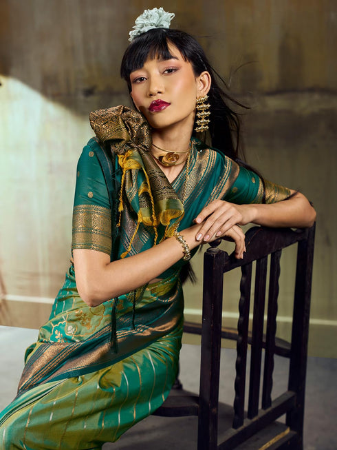Vasthrlay Striped Tassels Unstitched Designer Ethnic Wear