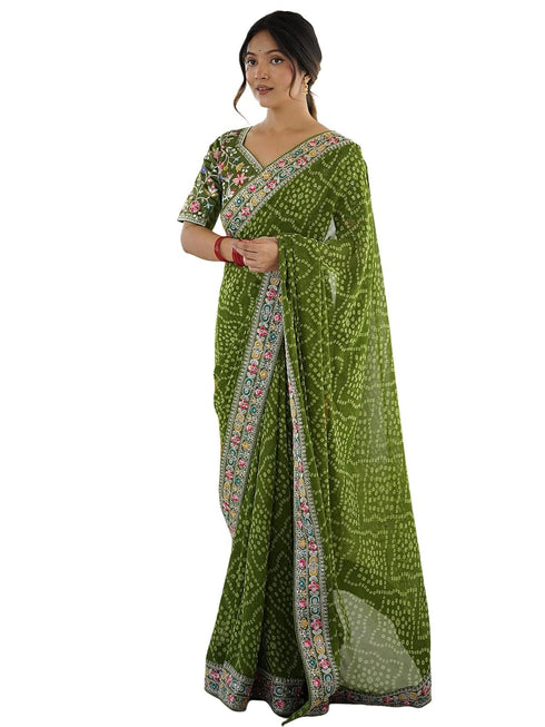 Vasthrlay Georgette Embroidery Mustard Mustard Yellow Saree