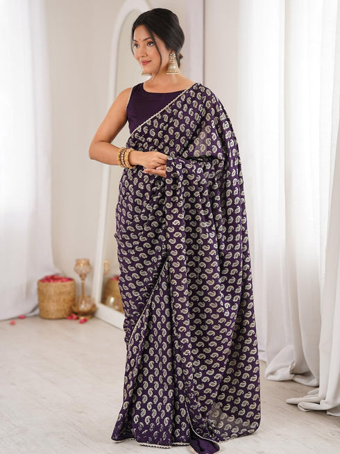 Vasthrlay Vichitra Embroidered Unstitched Fl Ethnic Wear
