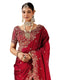Vasthrlay Scalloped Embroidery Unstitched Rani Pink Saree