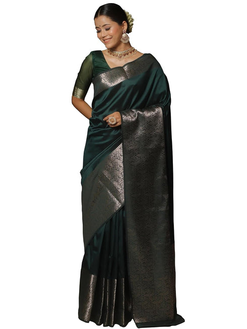 Vsathrlay Saree Kanjivaram Silk Pari Dark