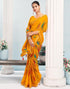 Vasthrlay Chiffon Tassels Unstitched Dark Green Saree