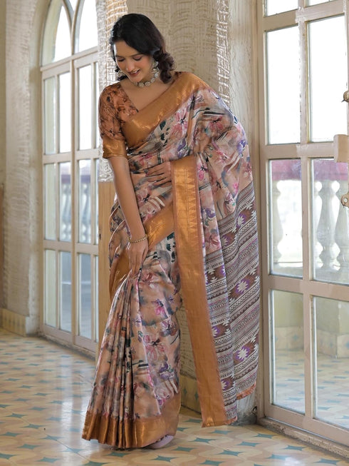 Vasthrlay Printed Weaving Unstitched Multicolor Saree