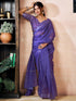 Vasthrlay Womens Printed Purple Saree With Unstitched Blouse Piece