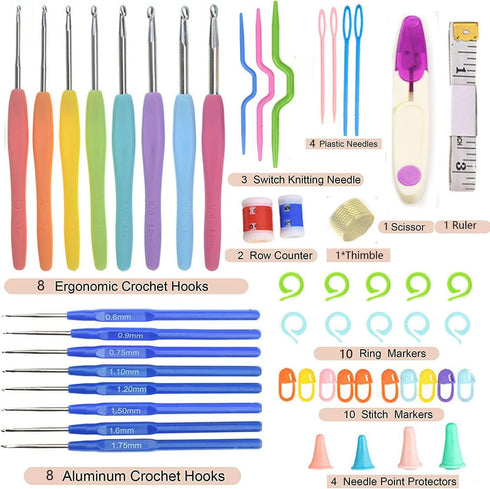 52 Pcs Knitting Crochet Hook Needle Set