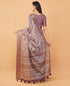 Vasthrlay Mauve Patchwork Print Polyester Saree With Zari Border And Unstitched Blouse Piece