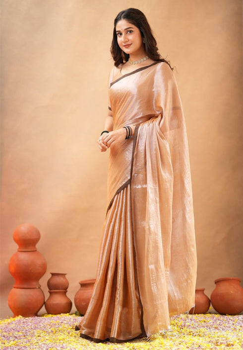 Vasthrlay Handloom Unstitched Brown Ethnic Wear