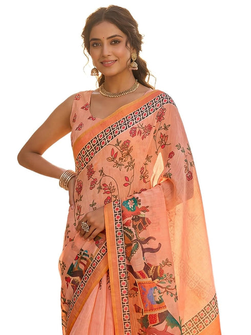 Vasthrlay Printed Peach1 Saree