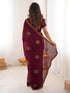 Vasthrlay Georgette Embroidery Unstitched Dark Green Saree