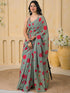 Vasthrlay Womens Printed Unstitched Peach Saree