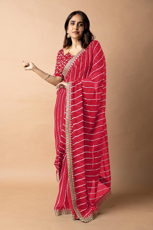 Vasthrlay Fashion Georgette Leheriya Printed Ethnic Wear