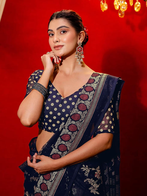 Vasthrlay Chanderi Printed Yellow Saree