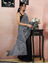Vasthrlay Chanderi Printed Unstitched Teal Saree