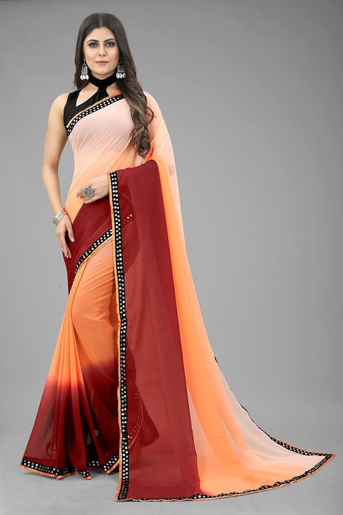 Vasthrlay Georgette Embroidered Mahendi Traditional