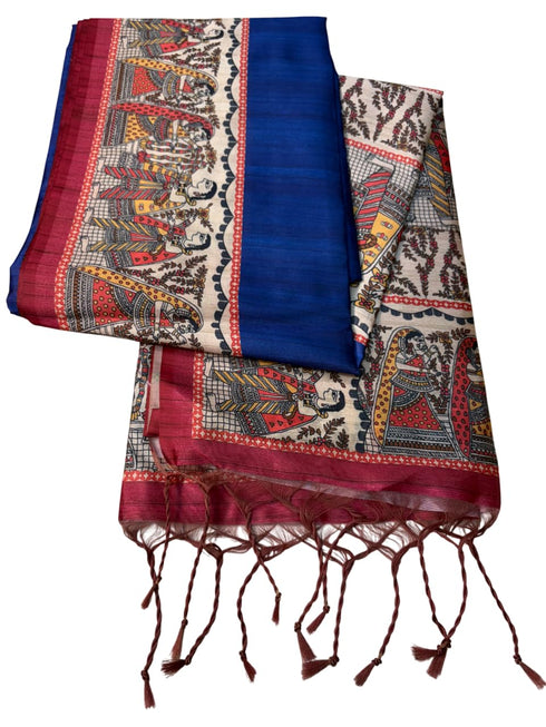 Vasthrlay Tussar Ghicha Traditional Kalamkari Madhubani