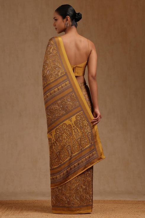 Vasthrlay Mustard Crepe Paisley