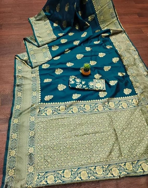 Vasthrlay Kanjivaram Banarasi Wedding Orange Saree