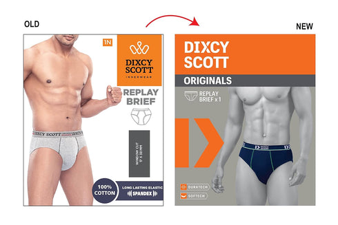 Dixcy Scott Originals Replay Briefs | 100% Combed Cotton Brief for Men | Men's Underwear | Modern Mid-Waist Fit | Durable, Sweat-Absorbing Cotton-Lined Waistband | Innerwear for Man | Pack of 5