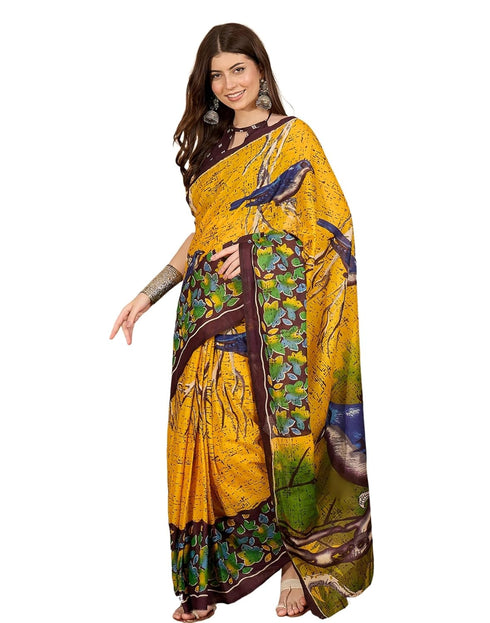 Vasthrlay Womens Printed Unstitched White Saree
