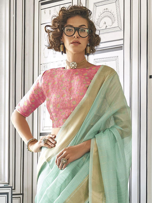 Vasthrlay Unstitched Multicolor Comfortable Friendly Saree