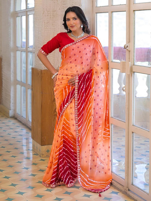 Vasthrlay Georgette Embroidery Red Saree