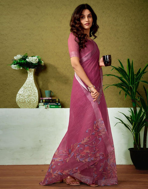 Vasthrlay Womens Cotton Printed Pink Saree