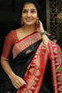 Vasthrlay Black Kanjivaram Woven Saree