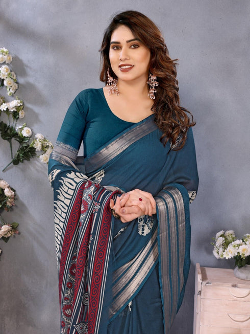 Vasthrlay Black Unstitched Saree