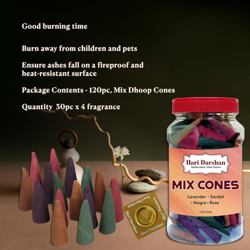 Hari Darshan Natural Dhoop Cones Mix - 240 Cones