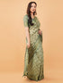Vasthrlay Slate Grey Abstract Print Polyester Saree With Zari Border And Unstitched Blouse Piece
