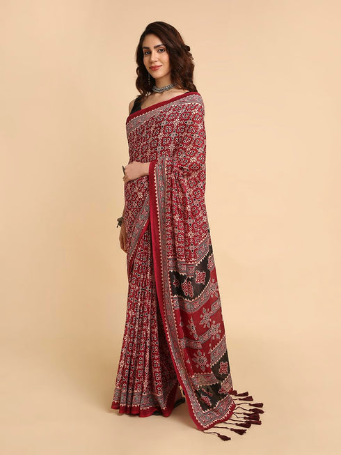 Vasthrlay Lightweight Breathable Traditional Printed Saree