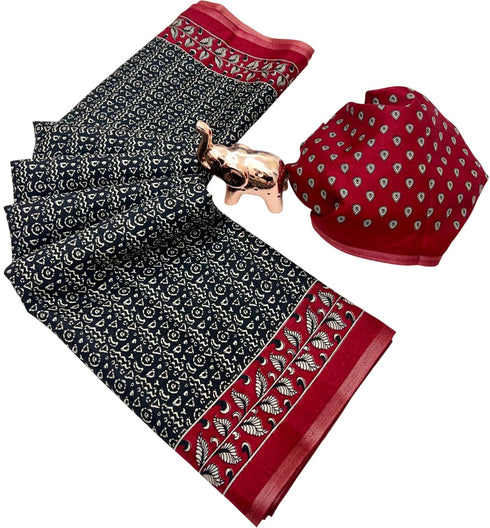 Vasthrlay Kalamkari Beautiful Navy Blue