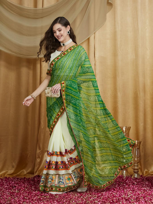 Vasthrlay Bandhani Embroidered Saree